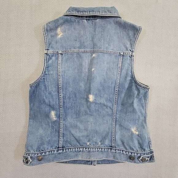 Turo by Vince Camuto Denim Vest Women's Medium Distressed Streetwear Y2K Blue - Picture 3 of 14